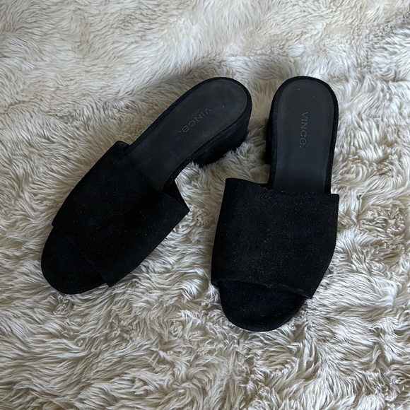 VINCE Rachelle Slip On Slides Sandals, black Suede. Women’s Size 7 - Picture 1 of 6